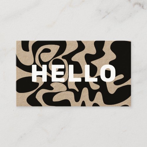 Bold Font Groovy Black and White Kraft Business Card