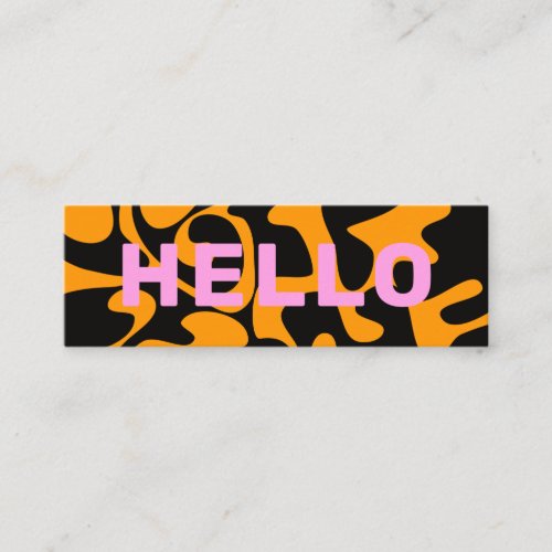 Bold Font Groovy Black Gray Orange Pink Mini Business Card