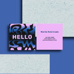 Bold Font Groovy Black Navy Blue Lilac Pale Purple Square Business Card at Zazzle