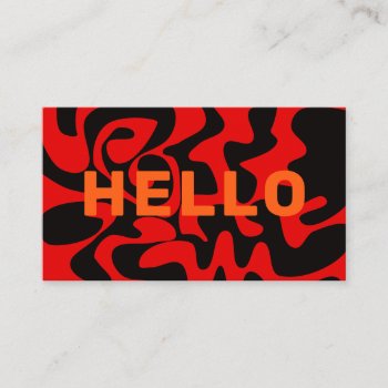 Bold Font Groovy Black Orange Bright Red Business Card by TabbyGun at Zazzle