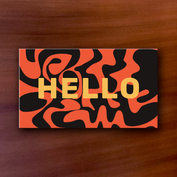 Bold Font Groovy Black Orange Hot Pink Business Card by TabbyGun at Zazzle
