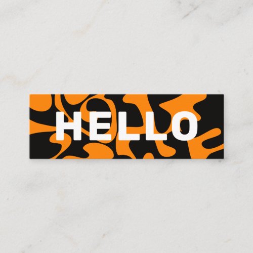 Bold Font Groovy Black Orange Mini Business Card