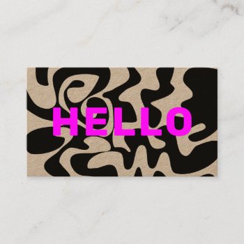 Bold Font Groovy Black Pink Kraft Business Card by TabbyGun at Zazzle
