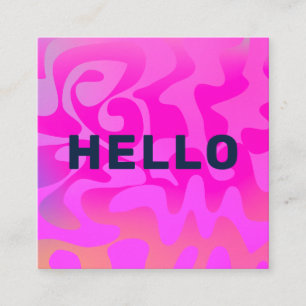 Bold Font Groovy Navy Hello Hot Pink Bright Square Square Business Card