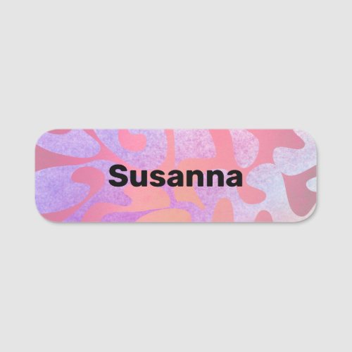 Bold Font Groovy Peach Mauve Pink Lilac Magnetic Name Tag