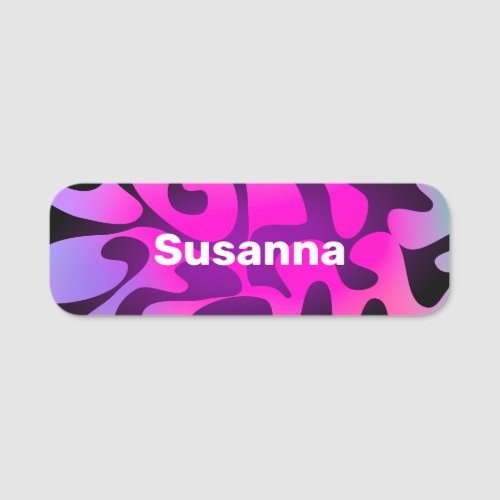 Bold Font Groovy Purple Hot Pink Lilac Magnetic Name Tag