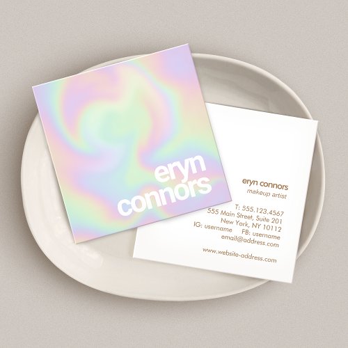 Bold Font Holographic Square Business Card