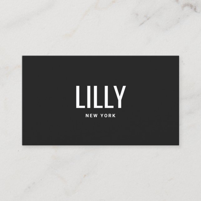 Bold Font  Modern Minimalist Professional Black Business Card (Front)