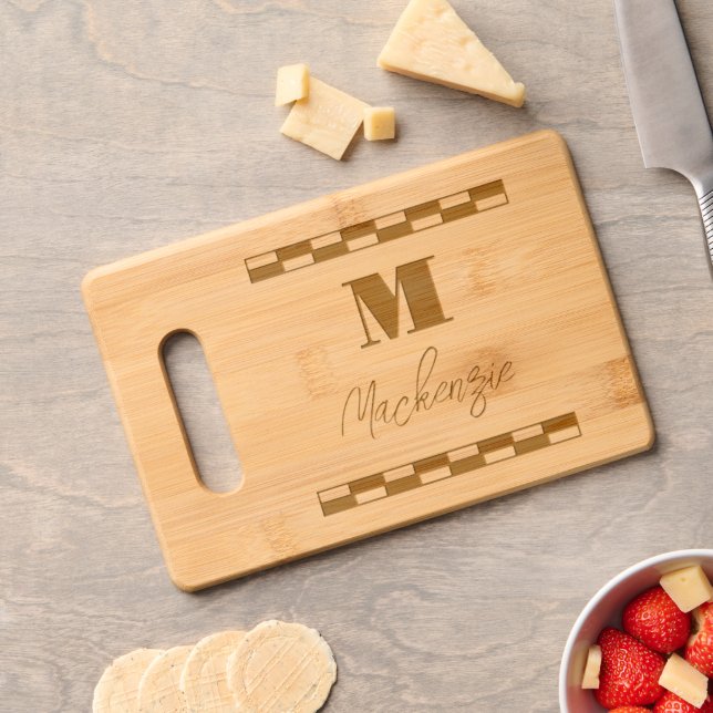 Bold Font Monogram Script Engraved Cutting Board (Cheese)
