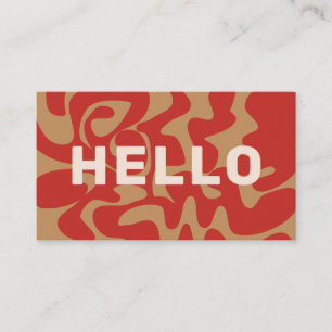 Bold Font Retro Groovy Beige Rust Brown Hello Business Card