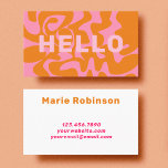 Bold Font Retro Groovy Blush Pink Hello Business Card at Zazzle