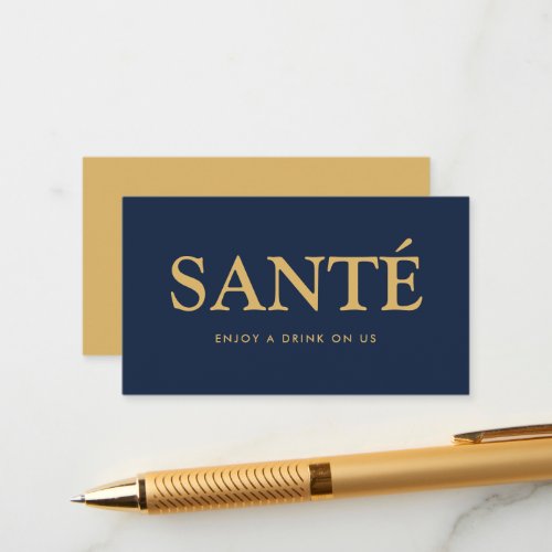 Bold Font Sant French Free Drinks Ticket Enclosure Card