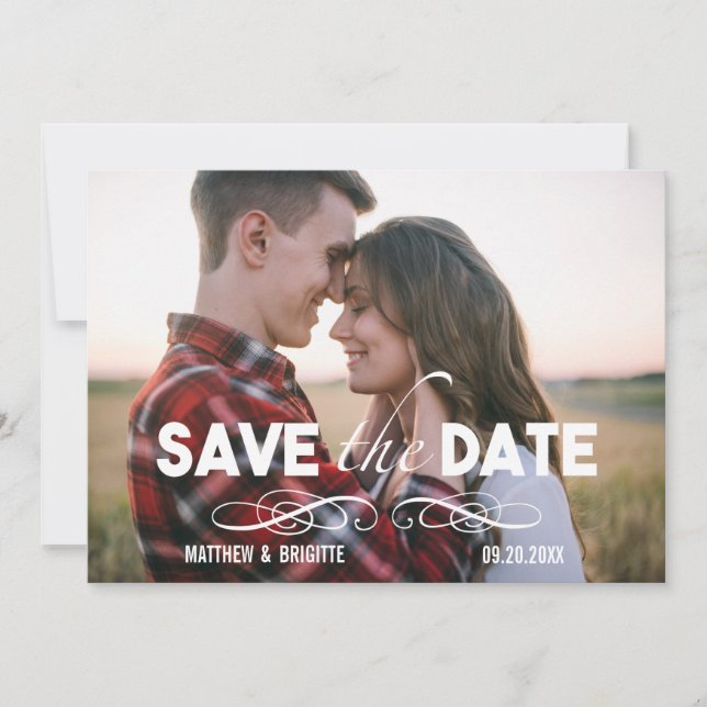Bold Font Simple Photo Save the Date (Front)