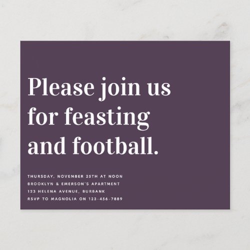 Bold Football Thanksgiving Dinner Invitation