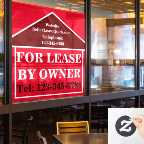 BOLD FOR LEASE BY OWNER Custom Real Estate Window Cling