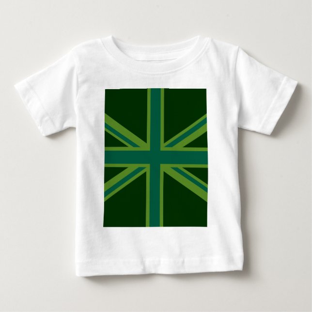 Bold Forest Green Union Jack Baby T-Shirt (Front)