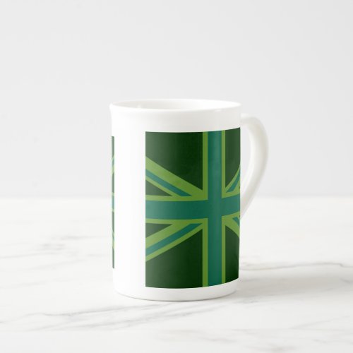 Bold Forest Green Union Jack Bone China Mug