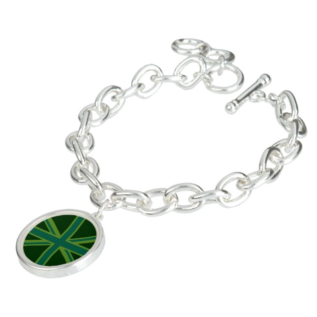Bold Forest Green Union Jack Bracelet (Side)