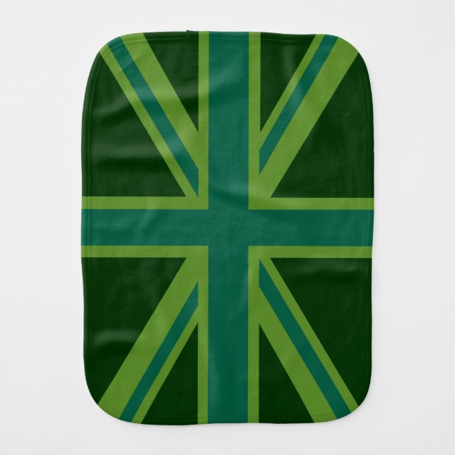 Bold Forest Green Union Jack Burp Cloth (Front)