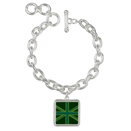 Bold Forest Green Union Jack Charm Bracelet