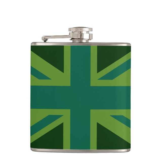 Bold Forest Green Union Jack Flask (Front)