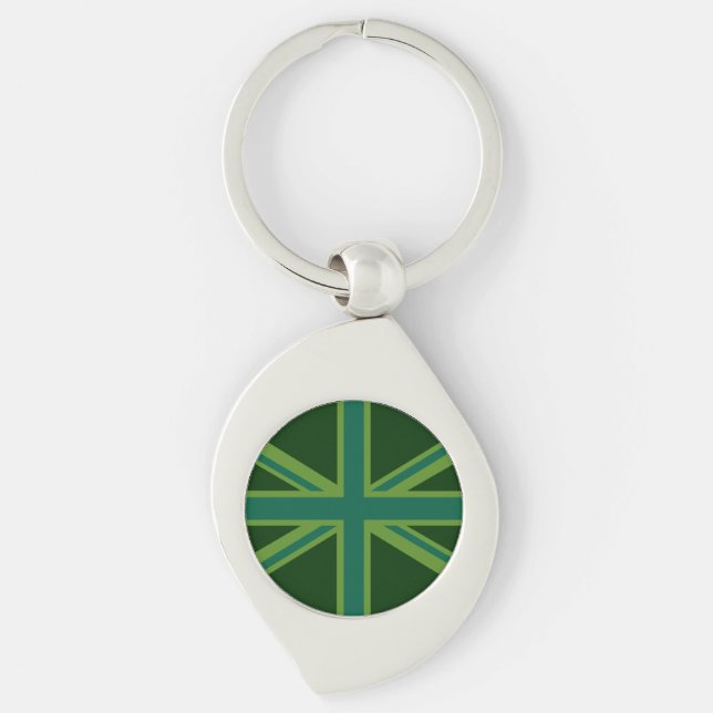 Bold Forest Green Union Jack Keychain (Front)