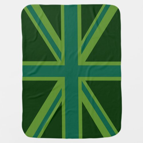 Bold Forest Green Union Jack Receiving Blanket