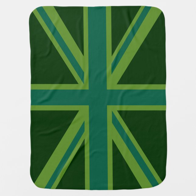 Bold Forest Green Union Jack Receiving Blanket (Front)