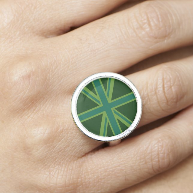 Bold Forest Green Union Jack Ring (In Situ)