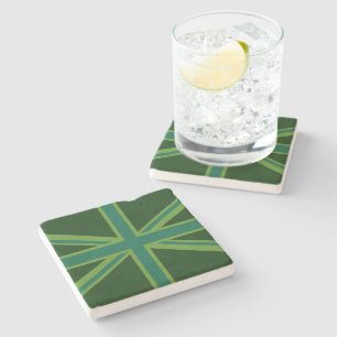 Bold Forest Green Union Jack Stone Coaster