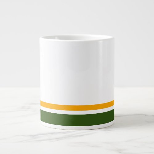 Bold Forest Green Yellow Stripes White Background Giant Coffee Mug