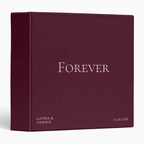 Bold Forever Typography Wedding Album Linen 3 Ring Binder