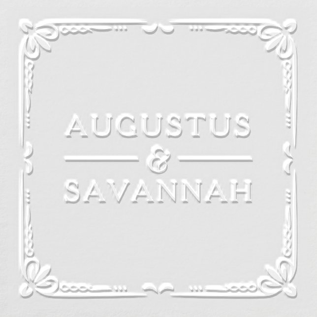 Bold Formal Modern Couple's Names & Deco Border Embosser (Design)