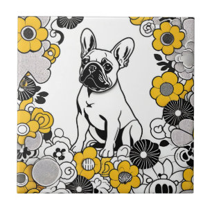 Bold French Bulldog Pop Art Portrait Ceramic Tile