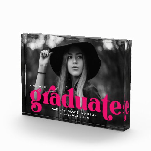 Bold Fuchsia Typography Graduation Photo Block