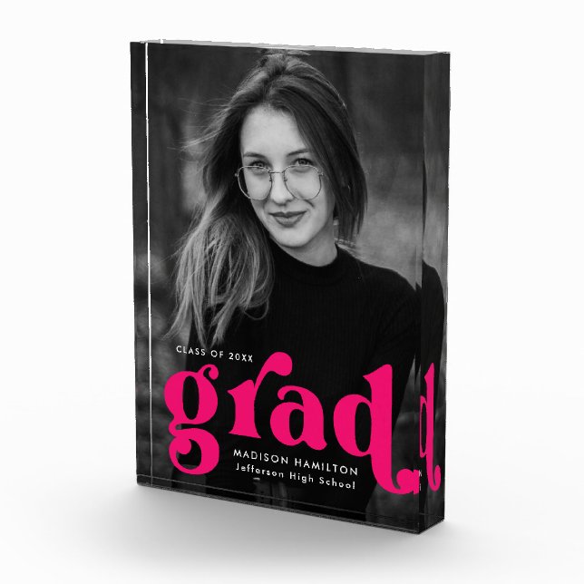 Bold Fuchsia Typography Graduation Photo Block (Right)