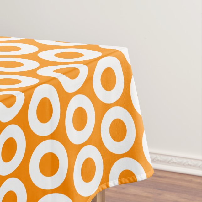 Bold Fun Bright Orange White Geometric Pattern Tablecloth (In Situ)