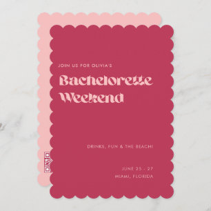 Bold Fun Girly Pink Magenta Bachelorette Weekend Invitation