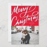 Bold Fun Hand Lettered Merry Christmas Holiday Card<br><div class="desc">My hand lettering greeting perfectly complements a single portrait photo. If interested,  please DM. Other options for text and extra photos are also available for the back of the card. Requests always welcome! Thanks for visiting my Zazzle store!</div>