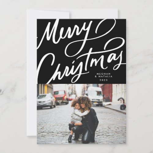 Bold Fun Hand Lettered Merry Christmas Holiday Card