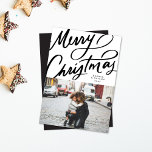 Bold Fun Hand Lettered Merry Christmas Holiday Card<br><div class="desc">My hand lettering greeting perfectly complements a single portrait photo. If interested,  please DM. Other options for text and extra photos are also available for the back of the card. Requests always welcome! Thanks for visiting my Zazzle store!</div>