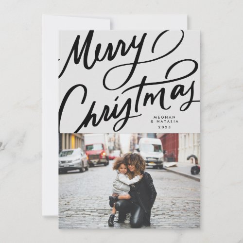 Bold Fun Hand Lettered Merry Christmas Holiday Card