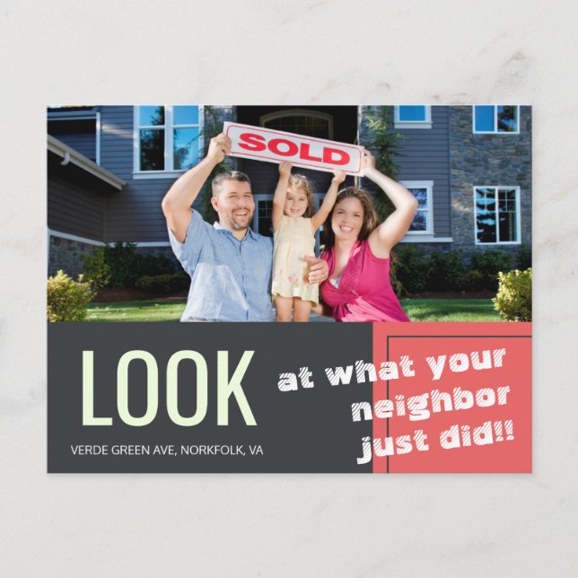 Bold Fun Just sold realty advert template Postcard (Front)