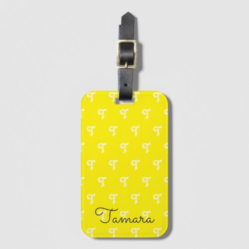 Bold Fun Monogrammed Monogram Initial Neon Yellow Luggage Tag