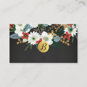 Bold Funky Dark Floral Chic Customer Loyalty Card