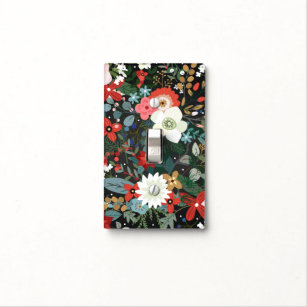 Bold Funky Floral Dark Chic Modern Vintage Glam Light Switch Cover