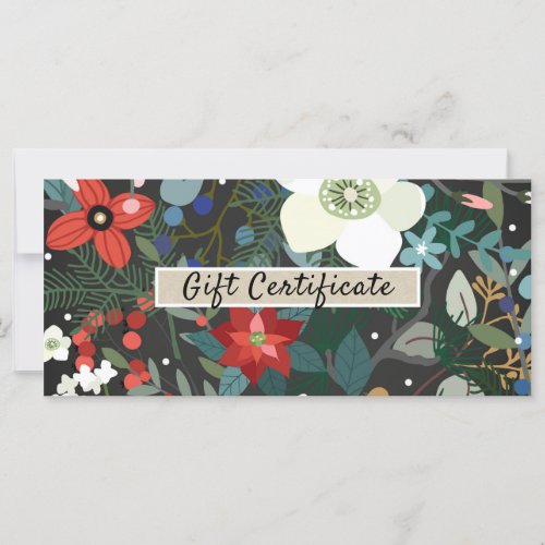 Bold Funky Floral Dark Modern Gift Certificate