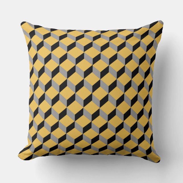 Bold Funky Optical Illusion Modern Patterned Throw Pillow (Front)