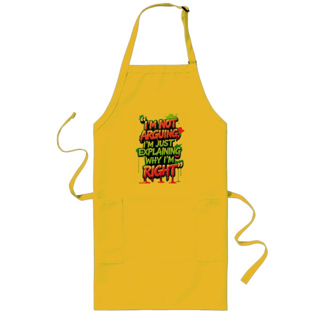 Bold Funny Quote Neon Graffiti Design Long Apron (Front)