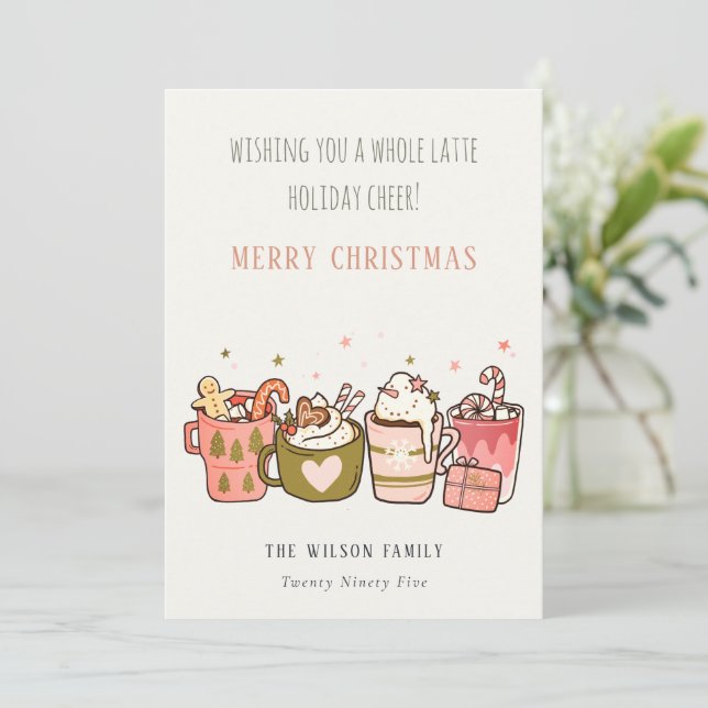 Bold Funny Whole Latte Coffee Cheer Christmas Holiday Card (Standing Front)